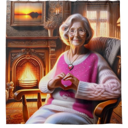 ハート シャワーカーテン (正面)