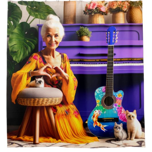 ハート シャワーカーテン (正面)