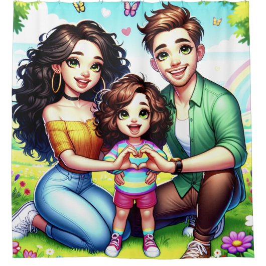 ハート シャワーカーテン (正面)