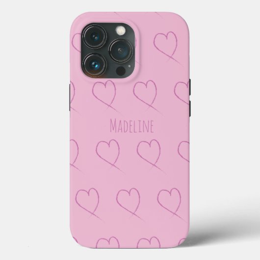 ハート シンプル 手描き 落書き ピンク Case-Mate iPhoneケース (裏面)