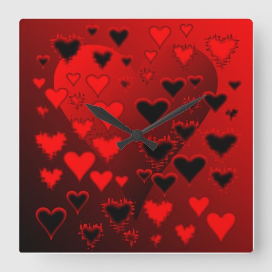 ハート スクエア壁時計 (正面)