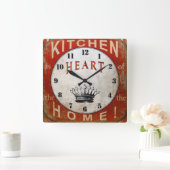 ハート。 スクエア壁時計 (ホーム)