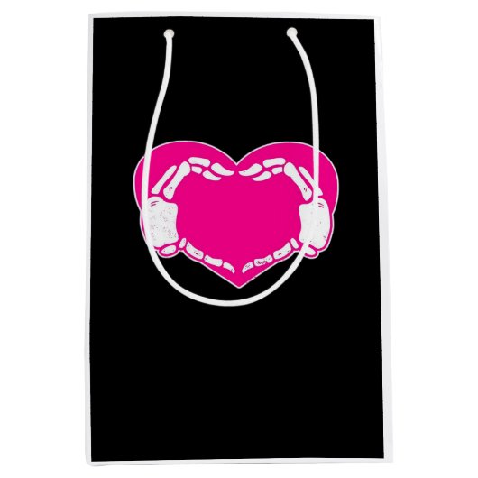 ハート スケルトン ハンズ ゴシック バレンタイン クラシック ミディアムペーパーバッグ (正面)