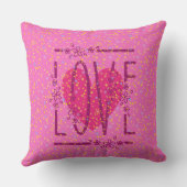 ハート&スターズ フラワーラブ テキスト かわいい ピンク&ガーリー クッション (裏面)