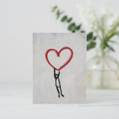 ハート&スティックマングラフィティウォールストリートアート ポストカード (スタンド正面)