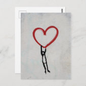 ハート&スティックマングラフィティウォールストリートアート ポストカード (正面/裏面)