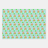 ハート、ストッキングとクリスマスのエルフ ラッピングペーパーシート (正面3)