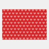 ハート、ストッキング、クリスマス小妖精や小人オン赤 ラッピングペーパーシート (正面)