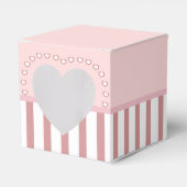 ハート - ストライプのピンクと白のハート窓 フェイバーボックス (正面サイド)