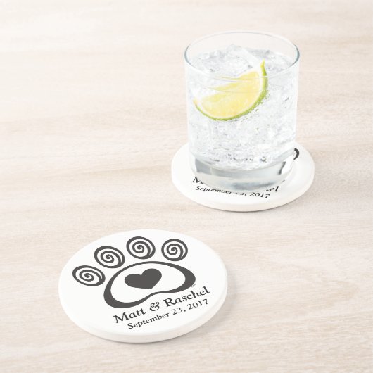 ハート&スワールのポープリントストーンコースター結婚のギフト コースター (側面)