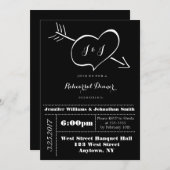 ハート タイポグラフィー リハーサル ディナー 招待状 (正面/裏面)