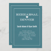 ハート ティール 結婚式 リハーサル ディナー 招待状 (正面/裏面)