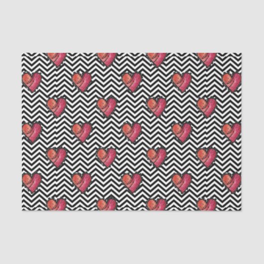 ハート(デザイン38赤色シリーズ) 薄葉紙 (正面)