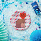 ハート&ドッグカップル紙プレート ペーパープレート (パーティー)