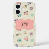 ハート、ドット、波線の明るいドードル Case-Mate iPhoneケース (裏面)