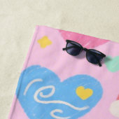 ハート&ドードルスタオル – キッドコアパステルスタイル ビーチタオル (インサイチュ)