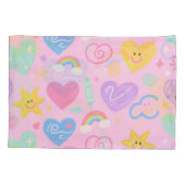 ハート&ドードルズピローケース – Kidcore Pastel Vibe 枕カバー (裏面)