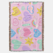 ハート&ドードルズブランケット – ソフトパステルキュティネス スローブランケット (正面縦)