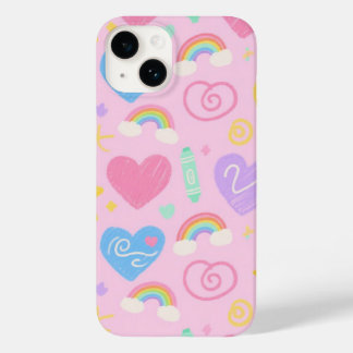 ハート&ドードルズ電話ケース – かわいいKidcore Vibe Case-Mate iPhone 14ケース