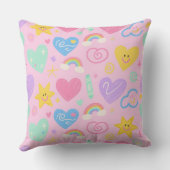 ハート&ドードル装飾用クッションかわいいキッドコアアクセント クッション (裏面)