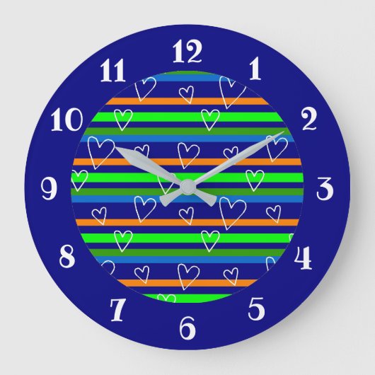 ハート　ネイビー　 ラージ壁時計 (正面)