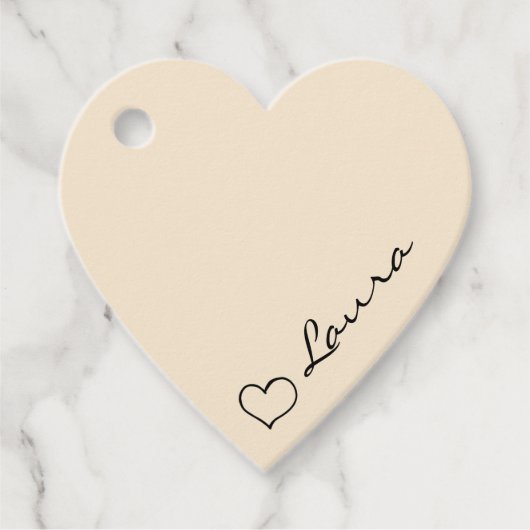 ハート ネーム スクリプト カスタム ギフト タグ (正面)