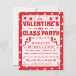 ハート ハッピー バレンタインデー モダン ラブ パターン 招待状