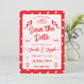 ハート ハッピー バレンタインデー モダン ラブ パターン 招待状 (スタンド正面)