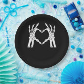 ハート – ハロウィーンのスケルトンハンド ペーパープレート (パーティー)