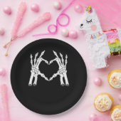 ハート – ハロウィーンのスケルトンハンド ペーパープレート (パーティー)