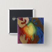 ハート&ハンズダイバーシティラブラペルピンまたはボタン 缶バッジ (正面&裏面)