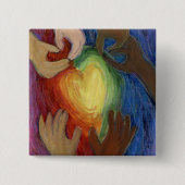 ハート&ハンズダイバーシティラブラペルピンまたはボタン 缶バッジ (正面)