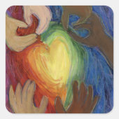 ハート&ハンズラブダイバーシティアートステッカーデカール スクエアシール (正面)