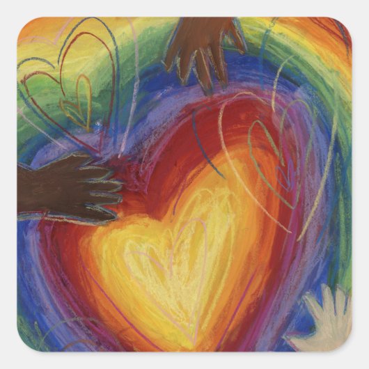 ハート&ハンズラブダイバーシティアートデカールシール スクエアシール (正面)