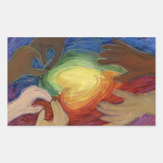 ハート&ハンズラブダイバーシティアートデカールシール 長方形シール (正面)