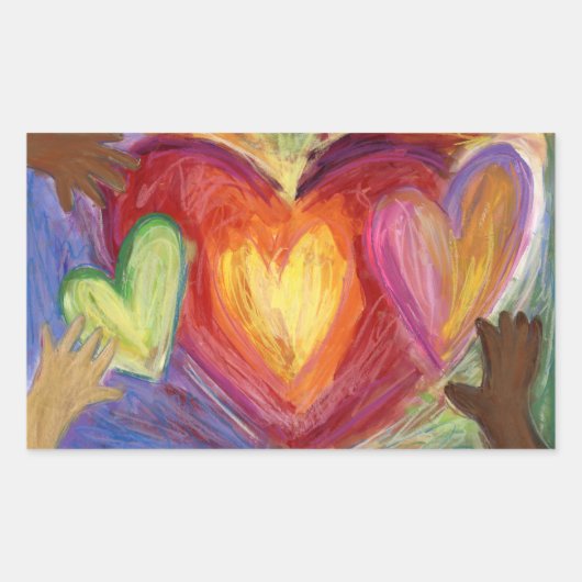 ハート&ハンズラブダイバーシティアートデカールシール 長方形シール (正面)