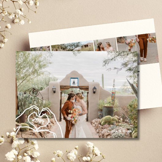 ハート ハンズ カスタム 5 枚の写真 おしゃれな いいえ 姓 シーズンカード