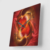 ハート(ハート別) +クロック顔 スクエア壁時計 (傾斜)