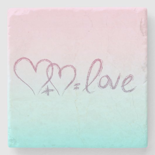 ハート+ハート=愛 ストーンコースター (正面)