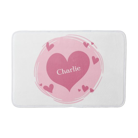 ハート・バス・マット内の名前 バスマット (正面)