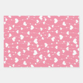 ハート バタフライ ピンク 白 グレー ラッピングペーパーシート (正面)
