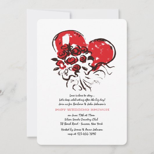 ハート·バラズ·ポス結婚ト·ブランチ·招待状 招待状 (正面)