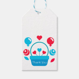 ハート、バルーン、ハートバスケット ギフトタグ
