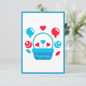 ハート、バルーン、ハートバスケット サンキューカード (スタンド正面)
