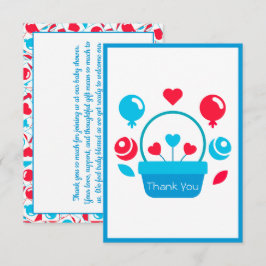 ハート、バルーン、ハートバスケット サンキューカード