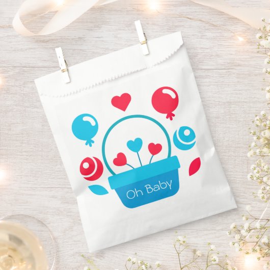 ハート、バルーン、ハートバスケット フェイバーバッグ (クリップ留めされた状態)