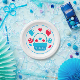 ハート、バルーン、ハートバスケット ペーパープレート