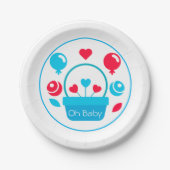 ハート、バルーン、ハートバスケット ペーパープレート (正面)