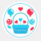 ハート、バルーン、ハートバスケット ラウンドシール (正面)