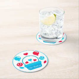 ハート、バルーン、ハートバスケット ラウンドペーパーコースター